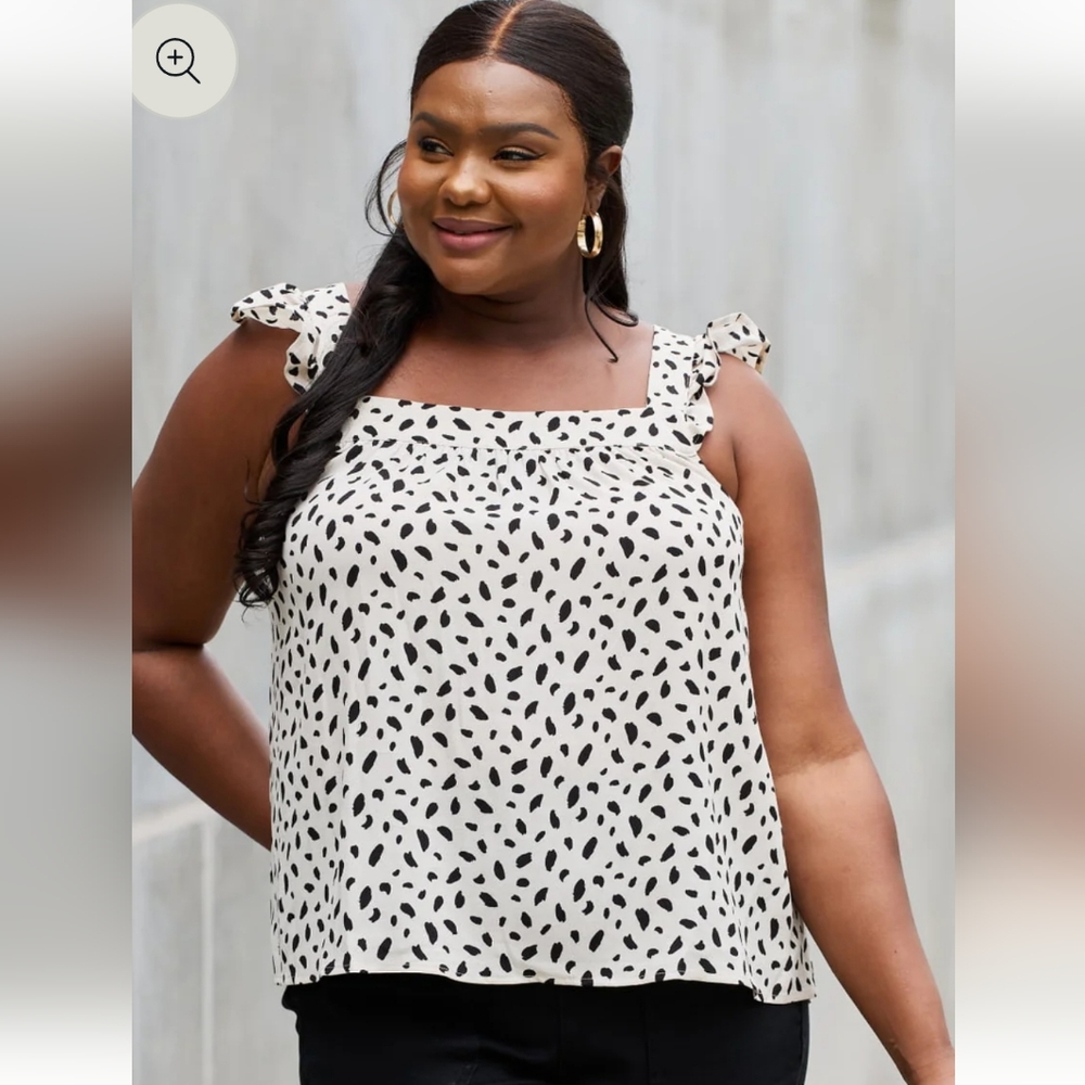 Be Stage Full Size Woven Top- Cream & Black